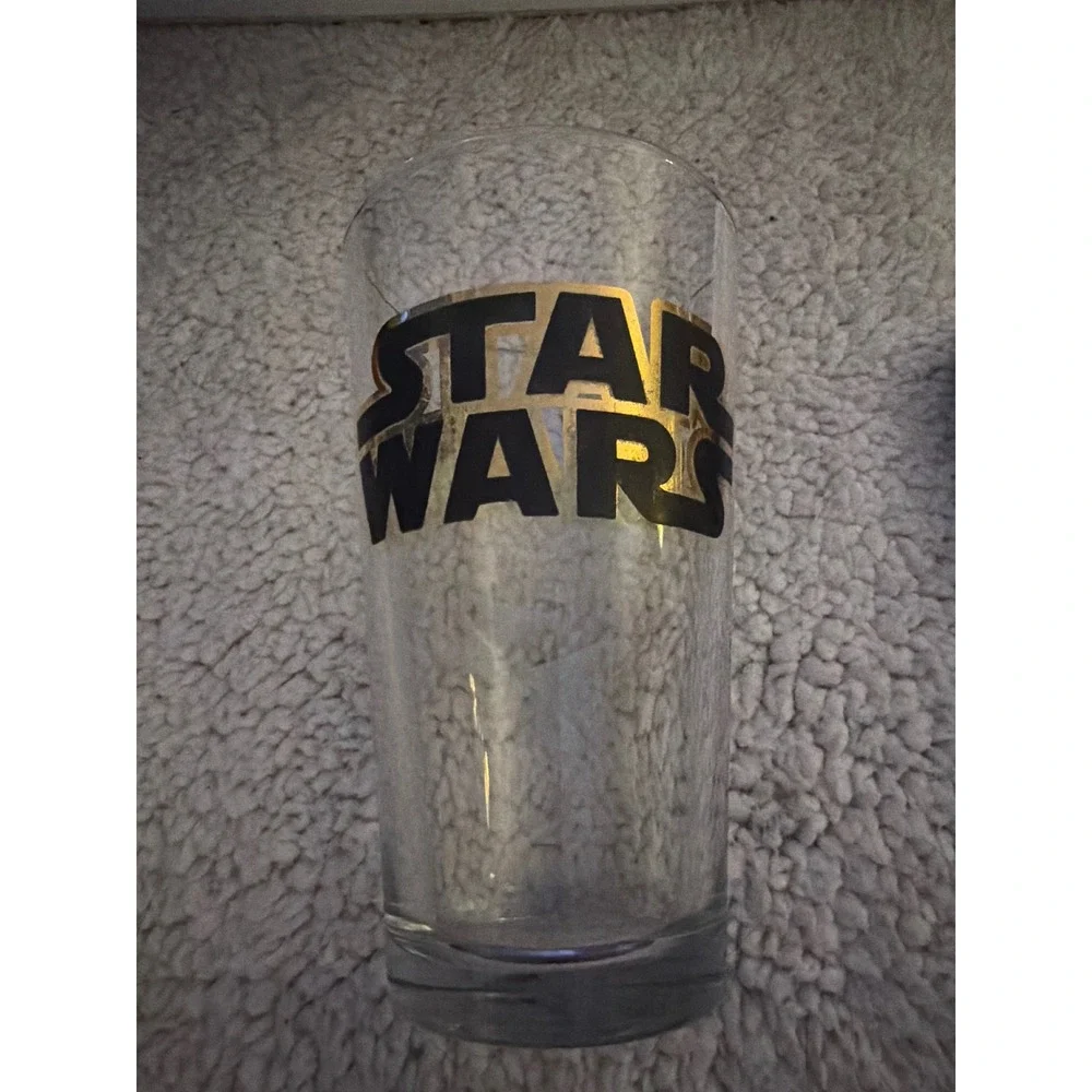 Star Wars Drinking Glass Lager 15oz Clear Gold Black Logo New